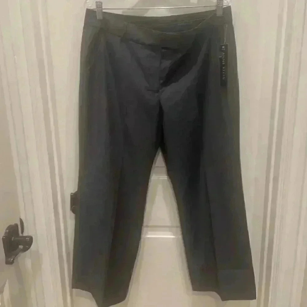 ANNE KLEIN NWT NAVYBLUE/BLACK WAEVE TROUSER PANTS SIZE 12P